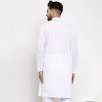 Men White Embroidered Kurtas